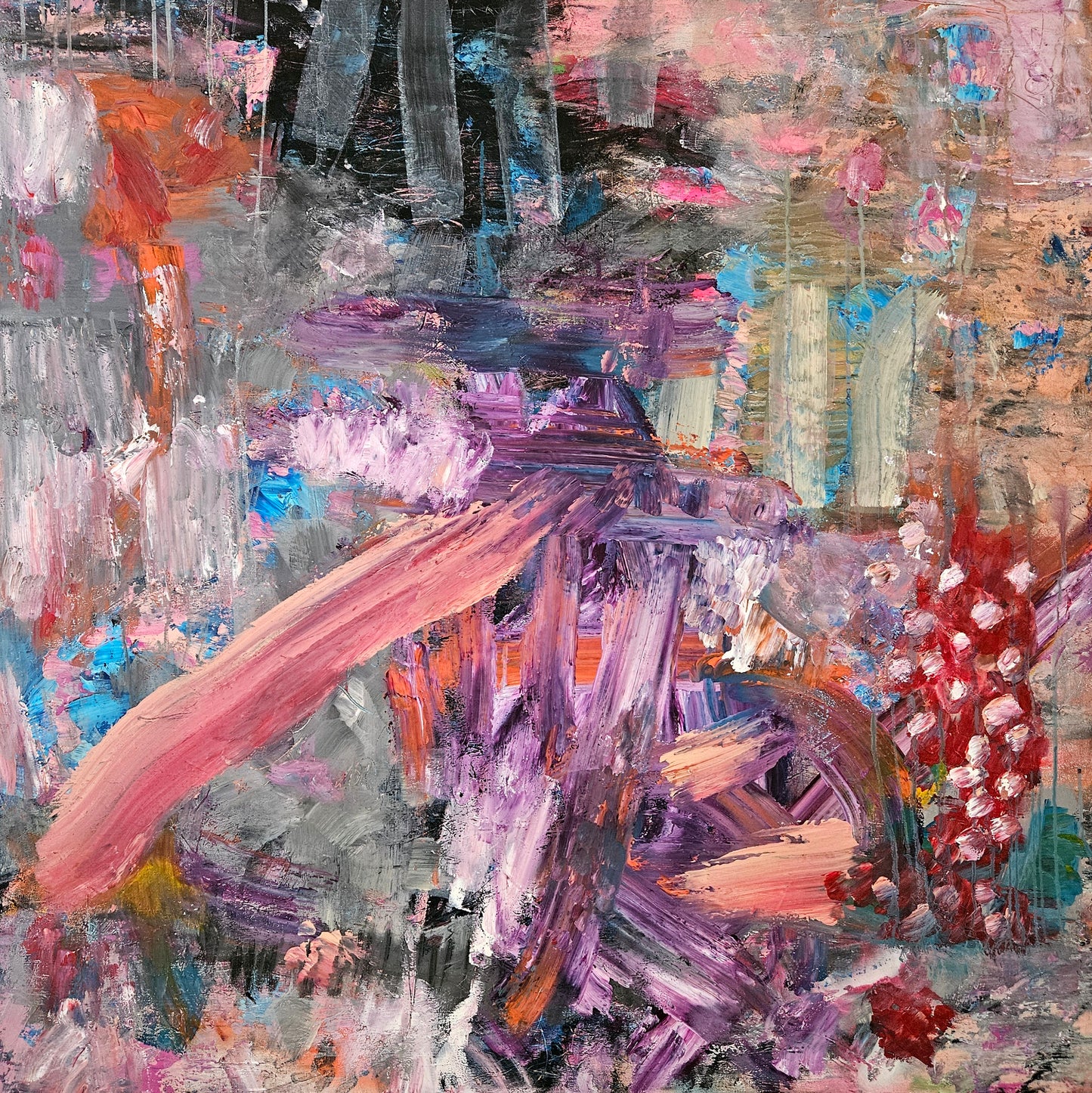 Abstract painting with a mix of colors and textures